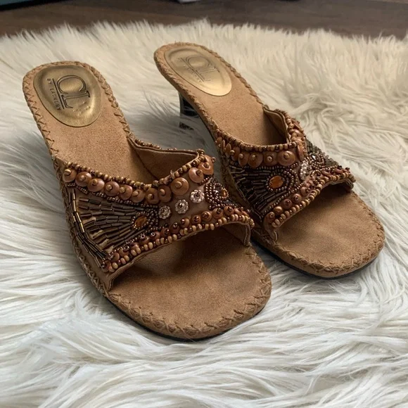 Beaded Tan Women's Sandals - Picture 3 of 7